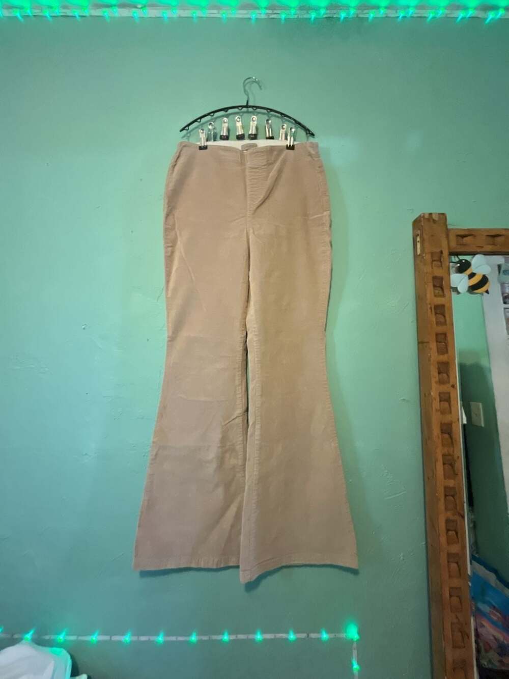 Wonderly Women's High Rise Flare Corduroy Pants Khaki Size Large